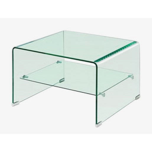 Angola Clear Glass Top Lamp Table With Shelf